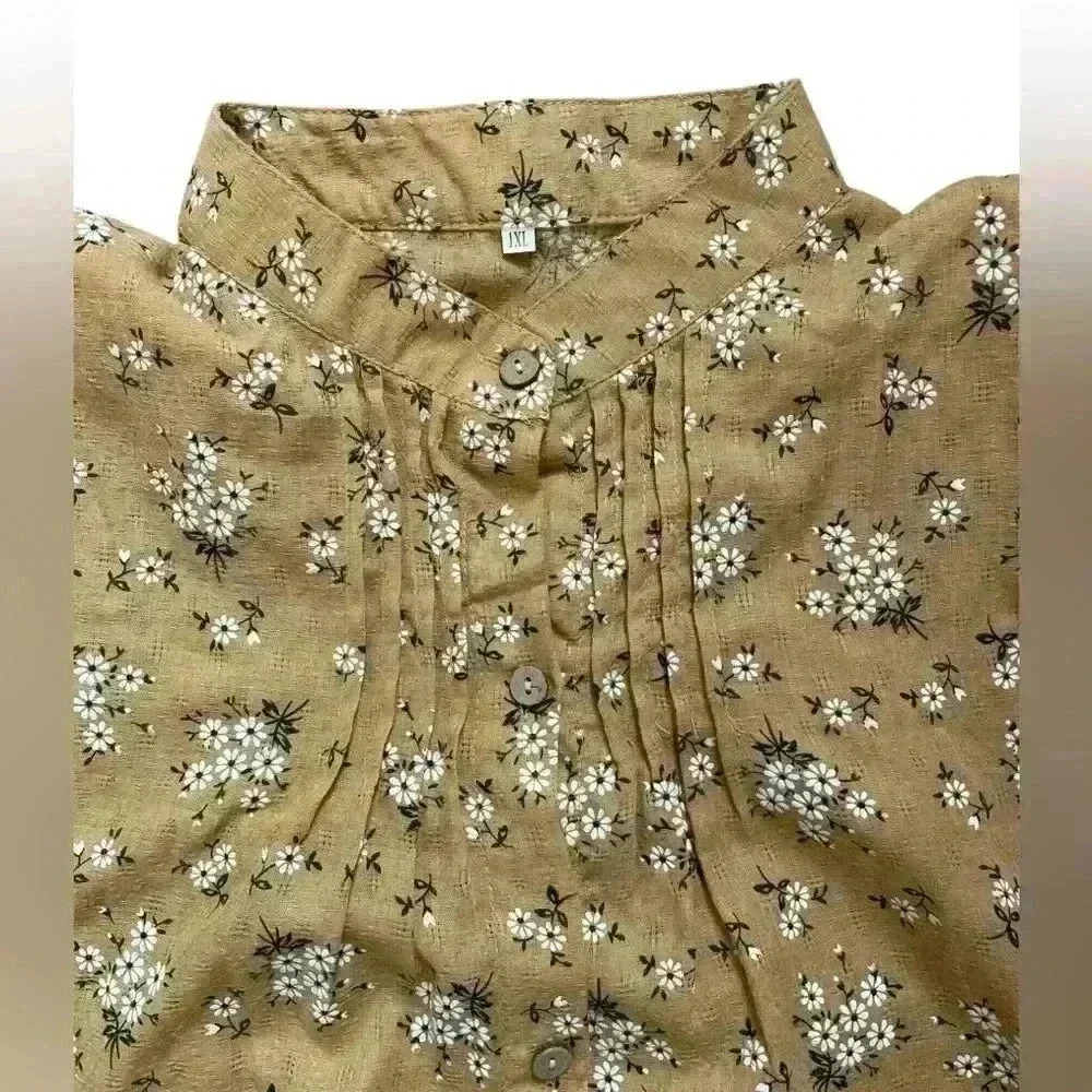 Floral Tan/gold  XL long shirt short dress